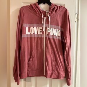 PINK Light Weight Zip Up Sweatshirt